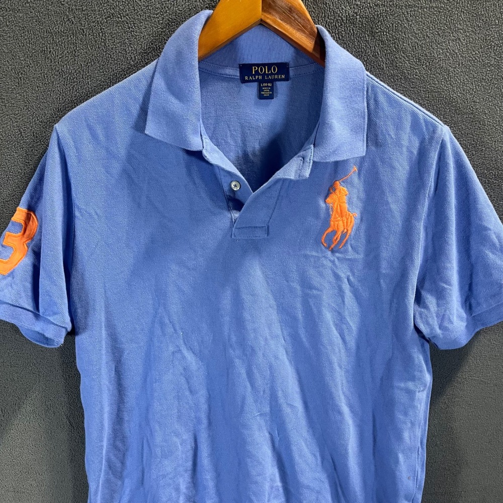 Polo Ralph Lauren Boys Blue Big Pony Short Sleeve Polo Shirt Size L 14-16 Orange